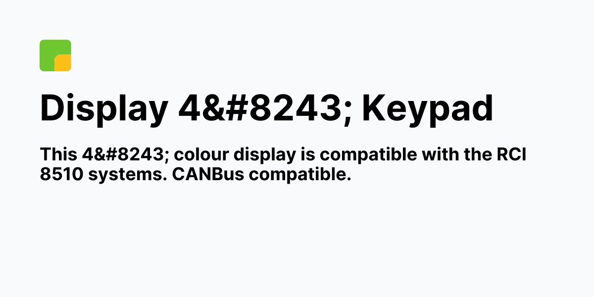 Display 4″ Keypad | Robway